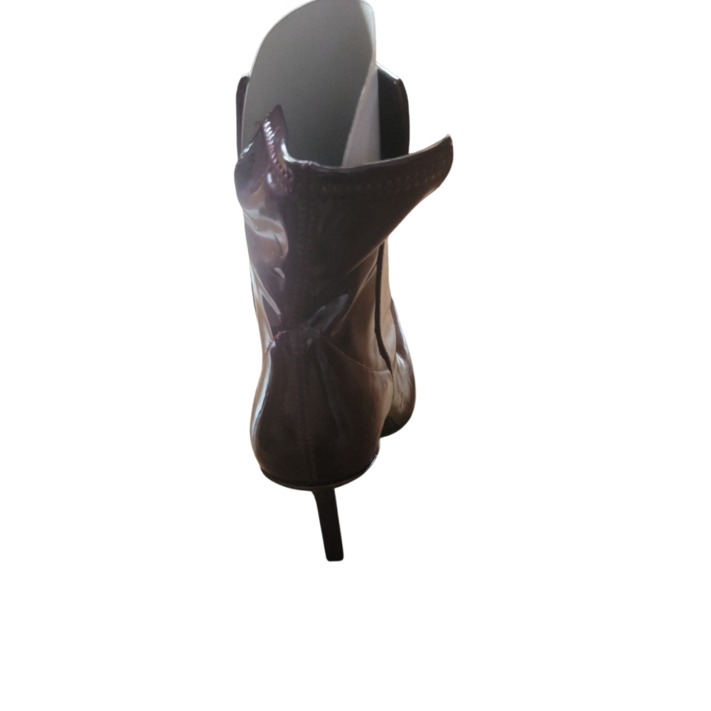 Zara Glossy Dark Brown Heeled Boots - Picture 11 of 12